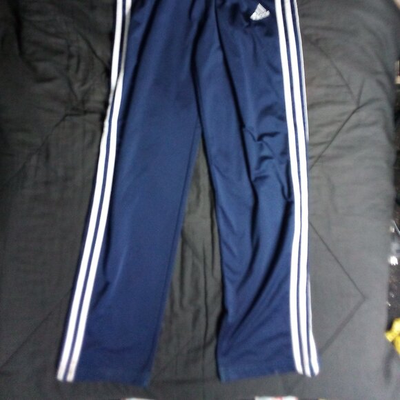Vintage 90s Adidas 3 Stripe Snap Sweatpants Joggers Blue - Picture 3 of 8